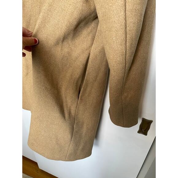 Gap Wool Car Coat Camel Tan Womens Large Double Breasted Tan Trench Dress Coat - Picture 9 of 14